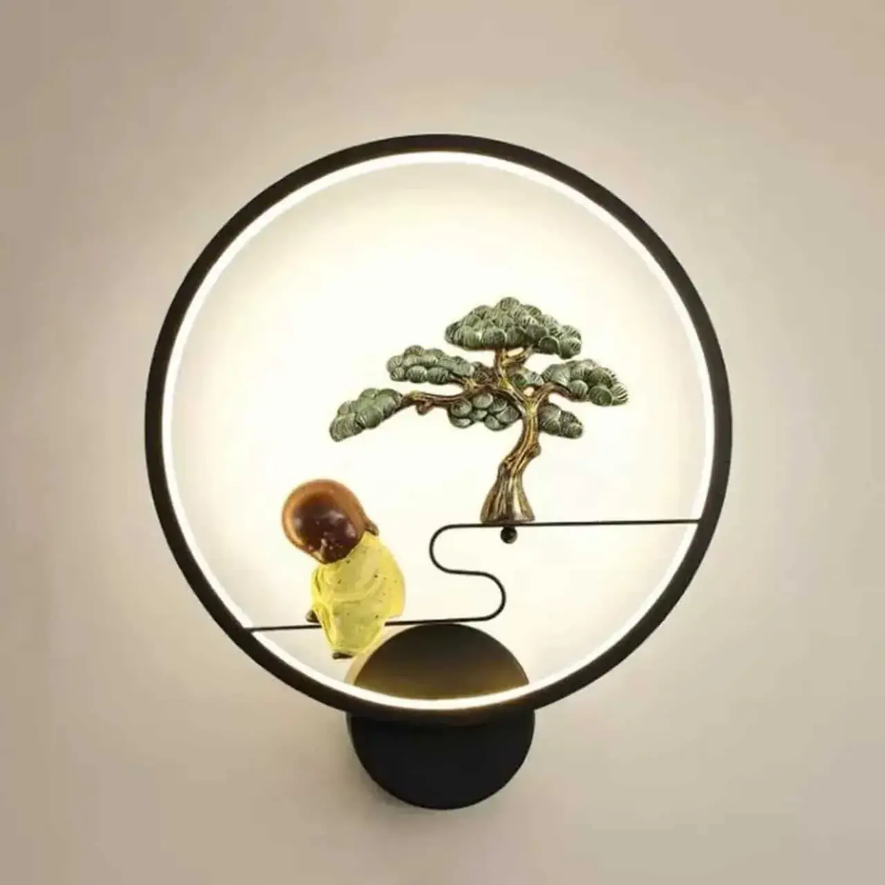 Đèn thiền sư và cây tùng già KHDGT0002 — đèn nội thất Việt Nam | LongDenViet