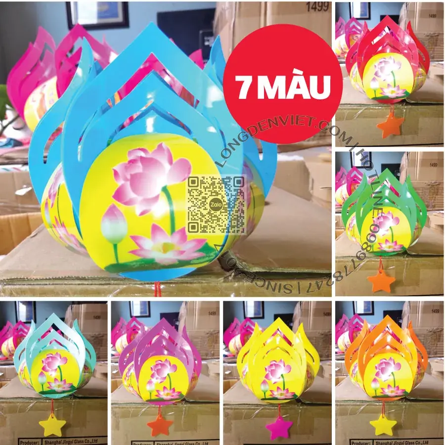 Đèn nhựa in bông sen MS01 — đèn lồng thủ công Việt Nam | LongDenViet