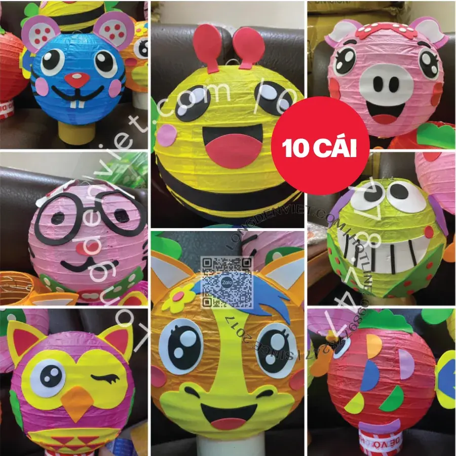 Đèn giấy 12 con giáp 20cm 10 cái — đèn lồng thủ công Việt Nam | LongDenViet