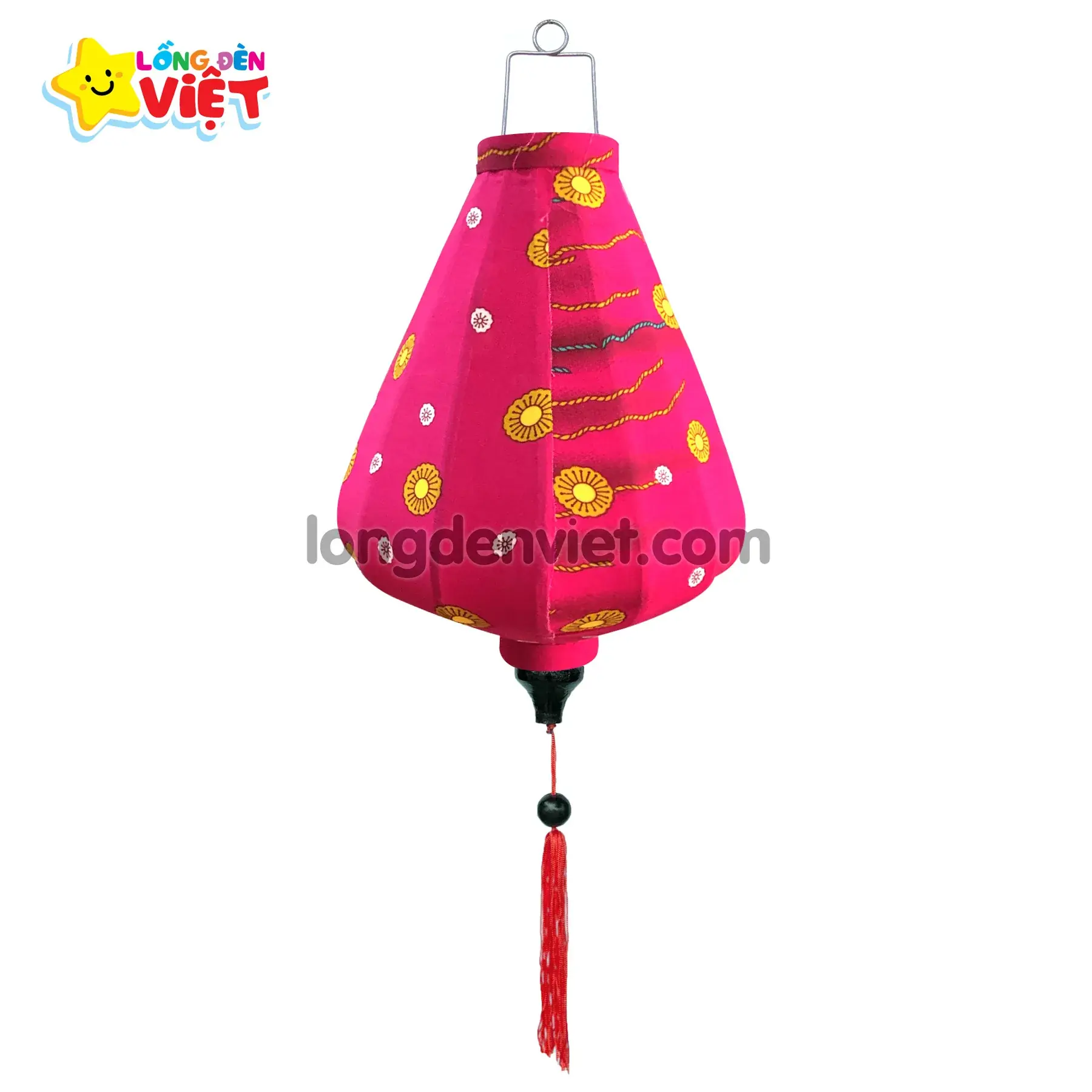 Lồng đèn Hội An Vải Hoa 16 — đèn lồng gỗ Việt Nam | LongDenViet