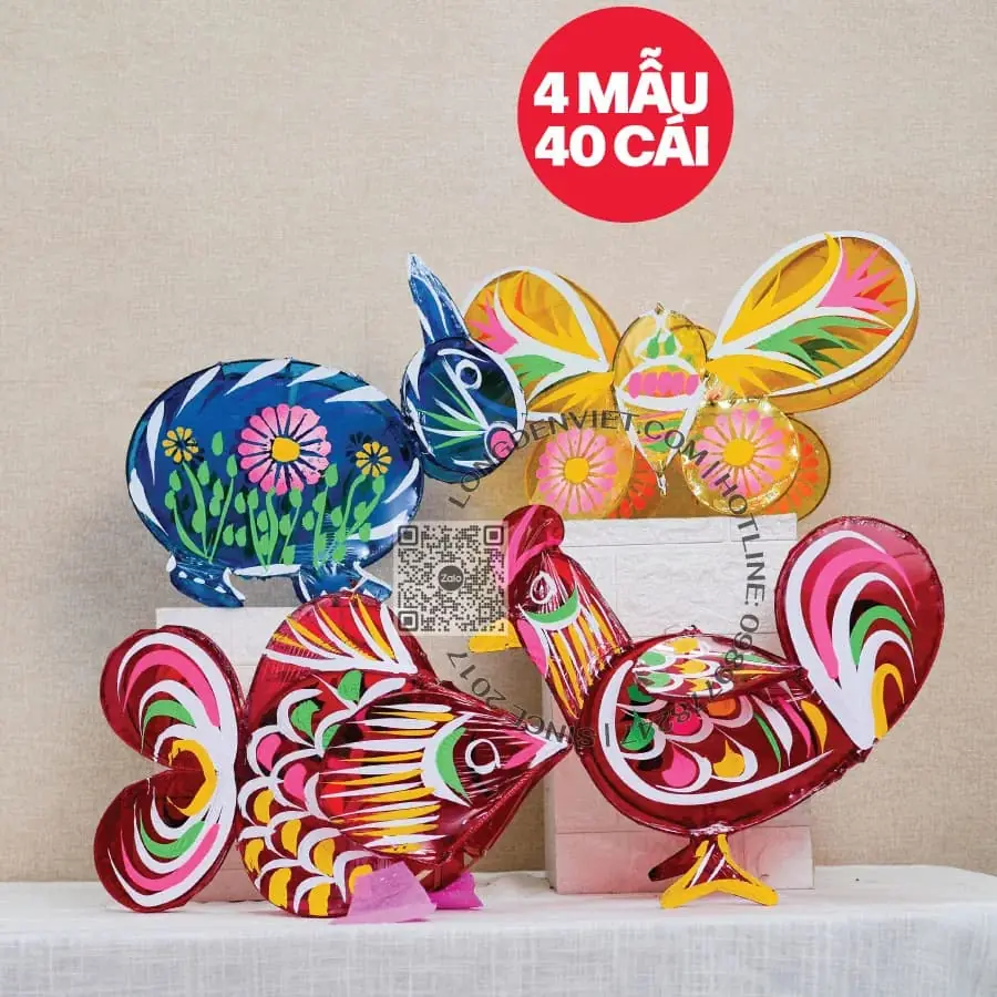 Đèn giấy kiếng 40cm 4 mẫu 40 con — đèn lồng thủ công Việt Nam | LongDenViet