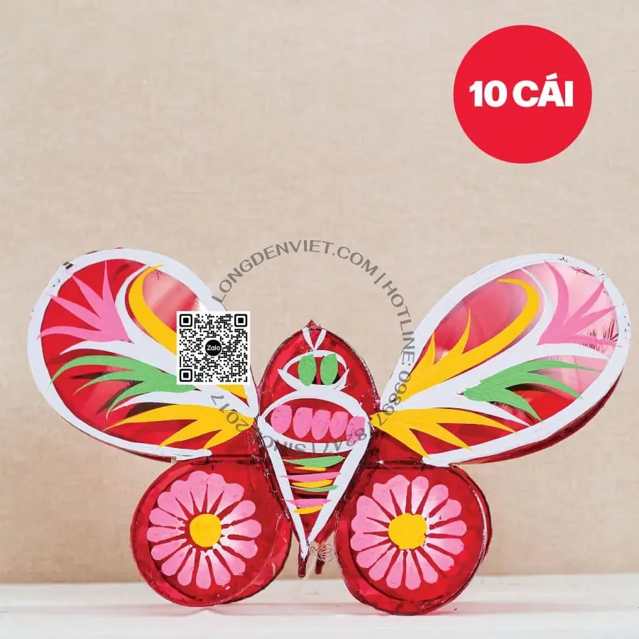Đèn giấy kiếng bướm đỏ 40cm 10 cái — lồng đèn giá rẻ Việt Nam | LongDenViet