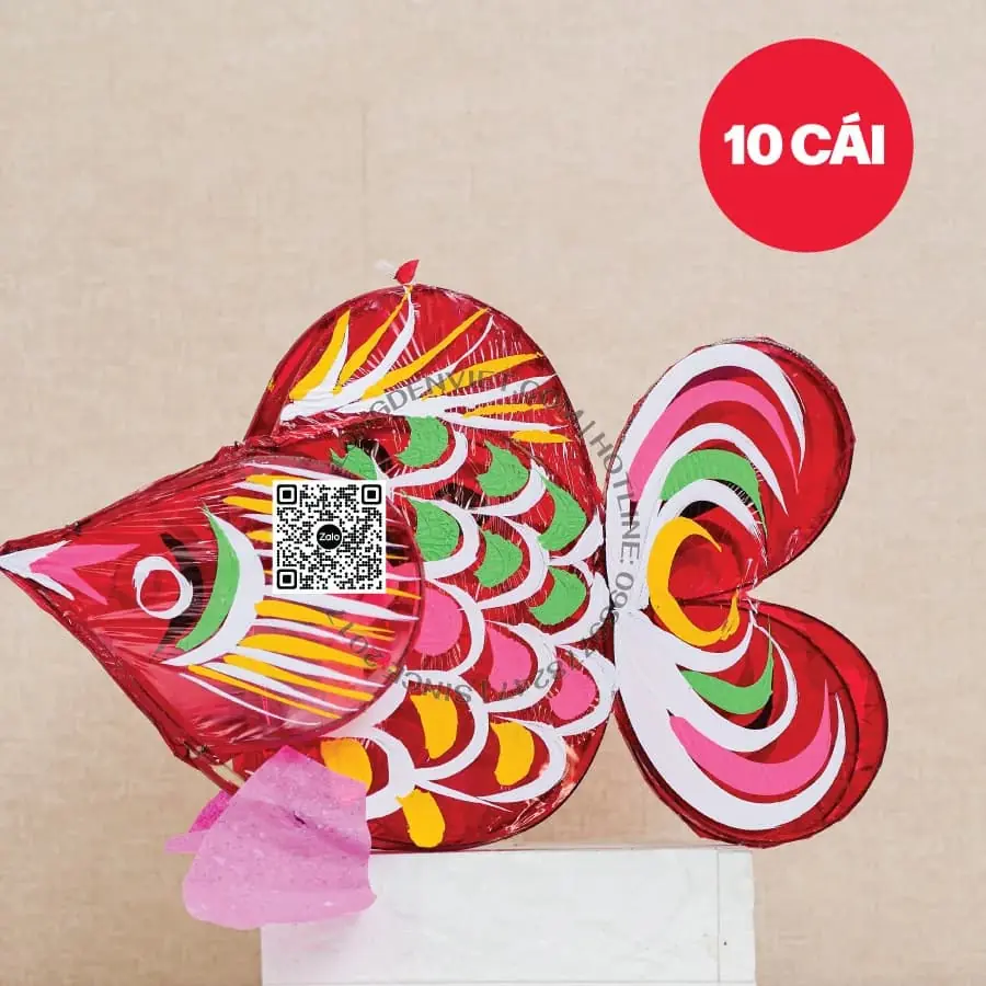 Đèn giấy kiếng cá đỏ 40cm 10 cái — lồng đèn giá rẻ Việt Nam | LongDenViet