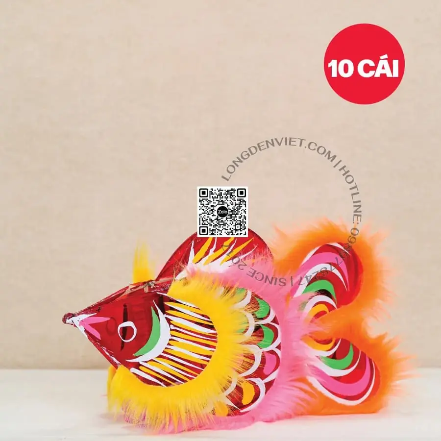 Đèn giấy kiếng lông cá đỏ 40cm 10 cái — đèn lồng thủ công Việt Nam | LongDenViet