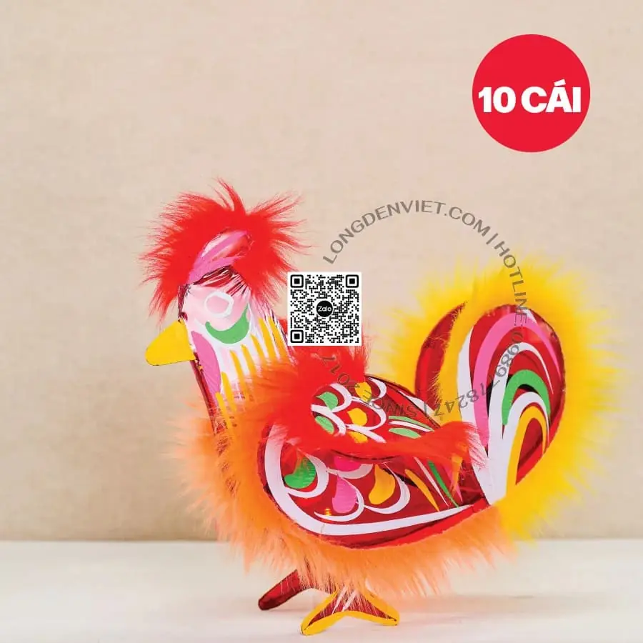 Đèn giấy kiếng lông gà đỏ 40cm 10 cái — đèn lồng thủ công Việt Nam | LongDenViet