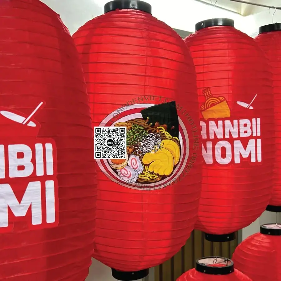 Đèn vải dù kiểu Nhật Bản in chữ MS10 — đèn lồng thủ công Việt Nam | LongDenViet