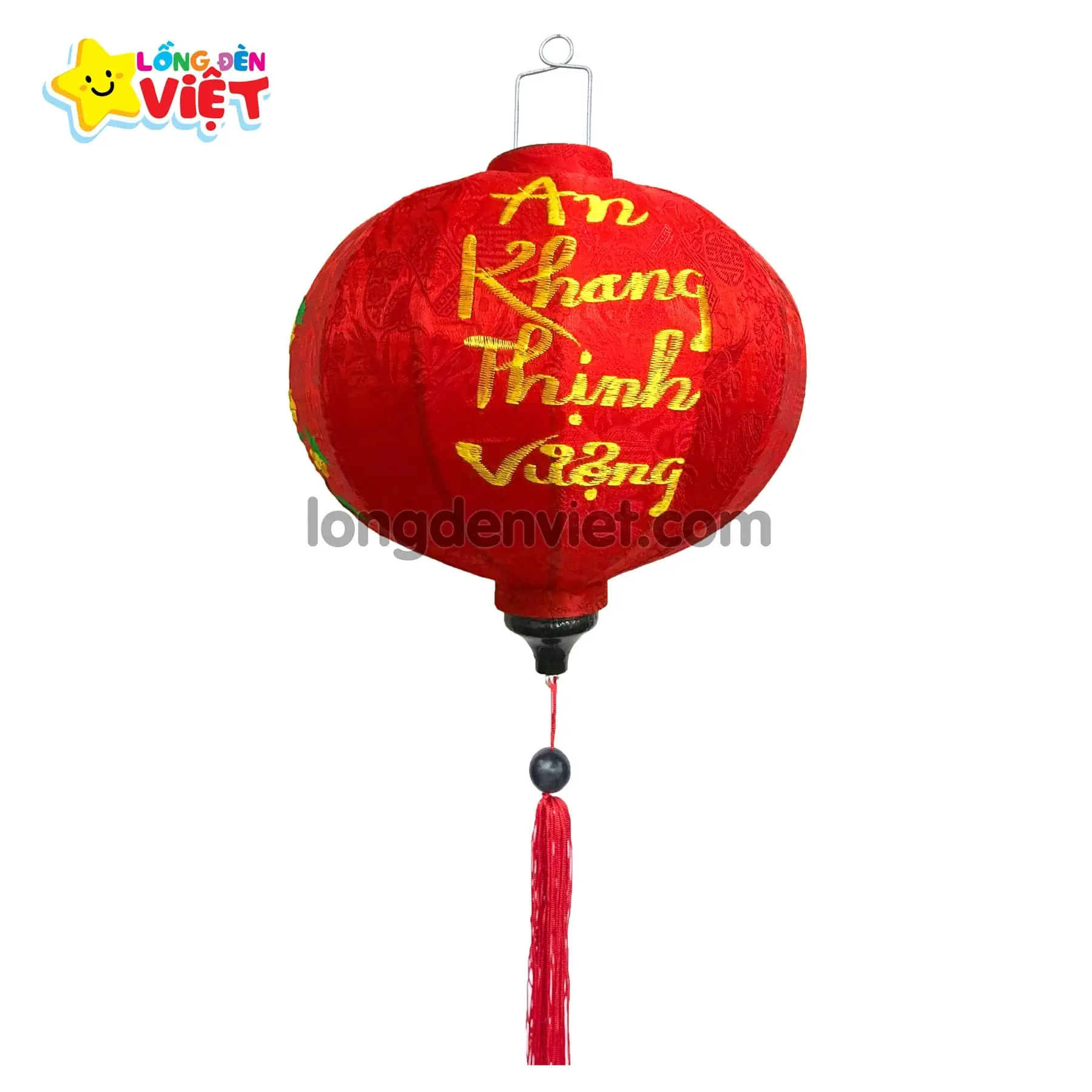 Lồng đèn thêu An Khang Thịnh Vượng TH01 — đèn lồng gỗ Việt Nam | LongDenViet