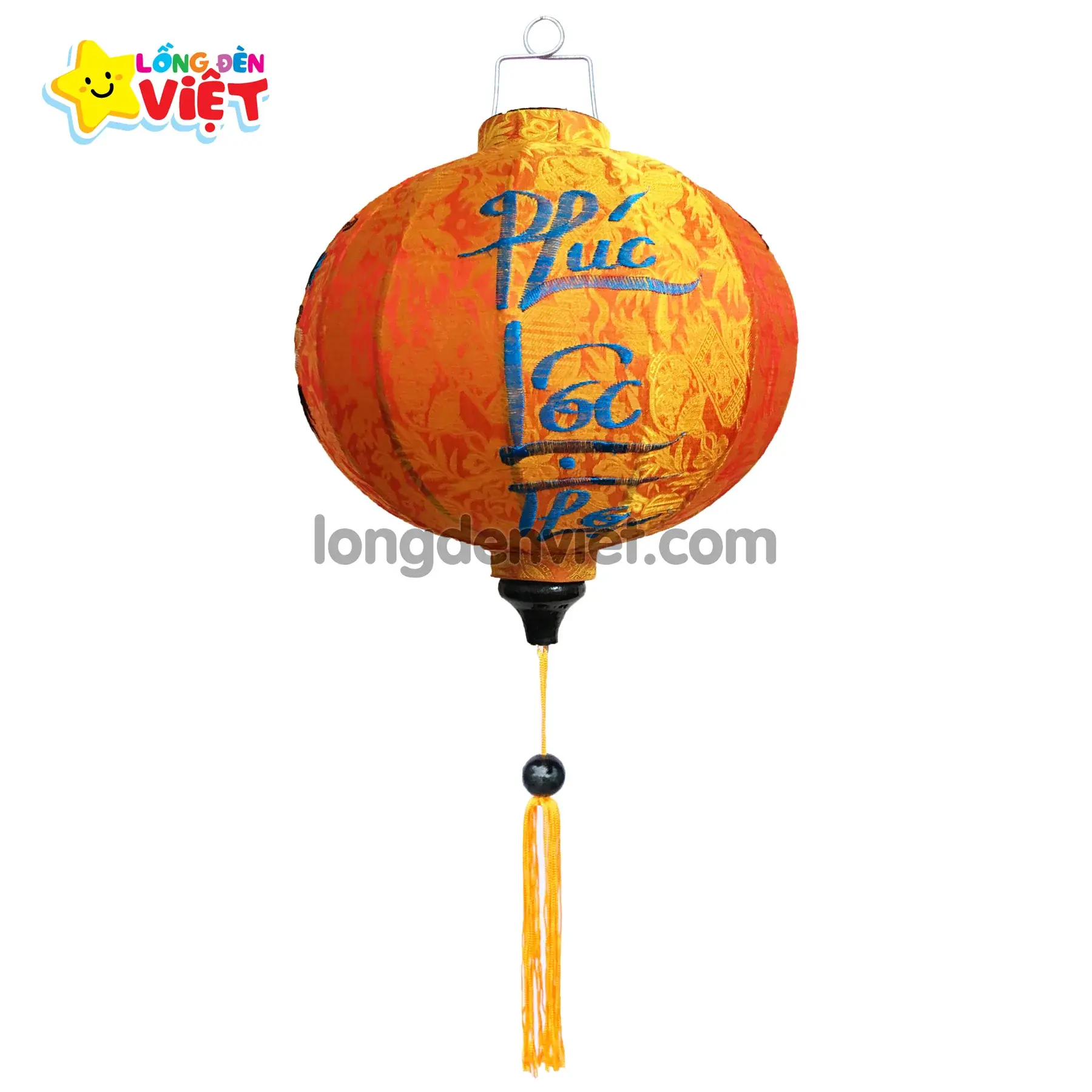 Lồng đèn thêu Phúc Lộc Thọ TH08 — đèn lồng gỗ Việt Nam | LongDenViet