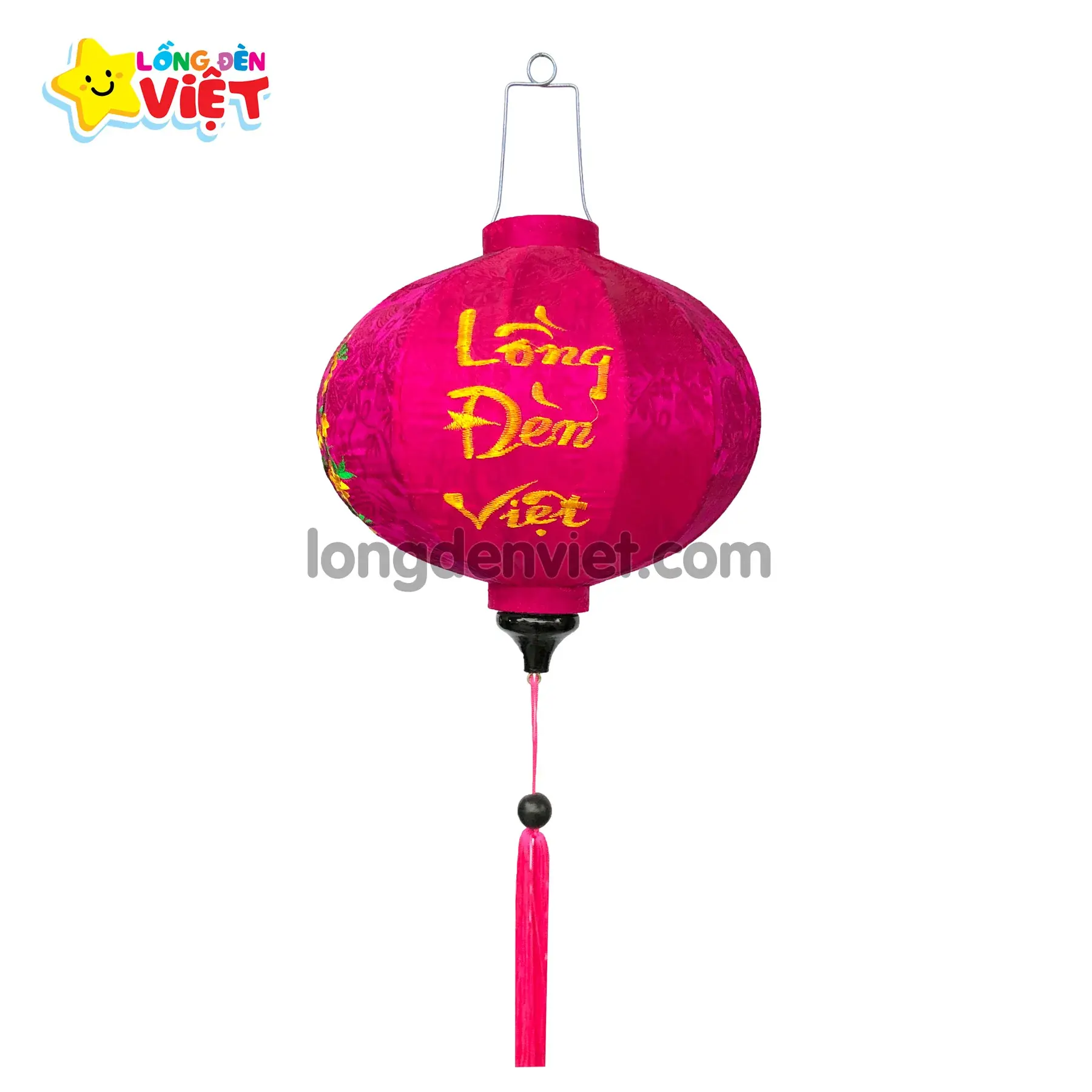 Lồng đèn thêu Lồng Đèn Việt TH09 — đèn lồng gỗ Việt Nam | LongDenViet