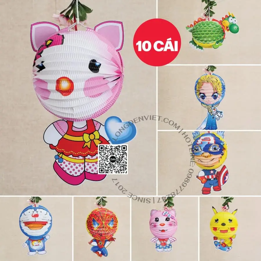 Đèn giấy thú trung 17cm đủ mẫu 10 cái — đèn lồng thủ công Việt Nam | LongDenViet