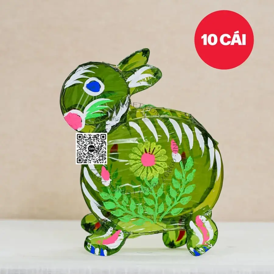 Đèn giấy kiếng thỏ xanh lá 40cm 10 cái — lồng đèn giá rẻ Việt Nam | LongDenViet