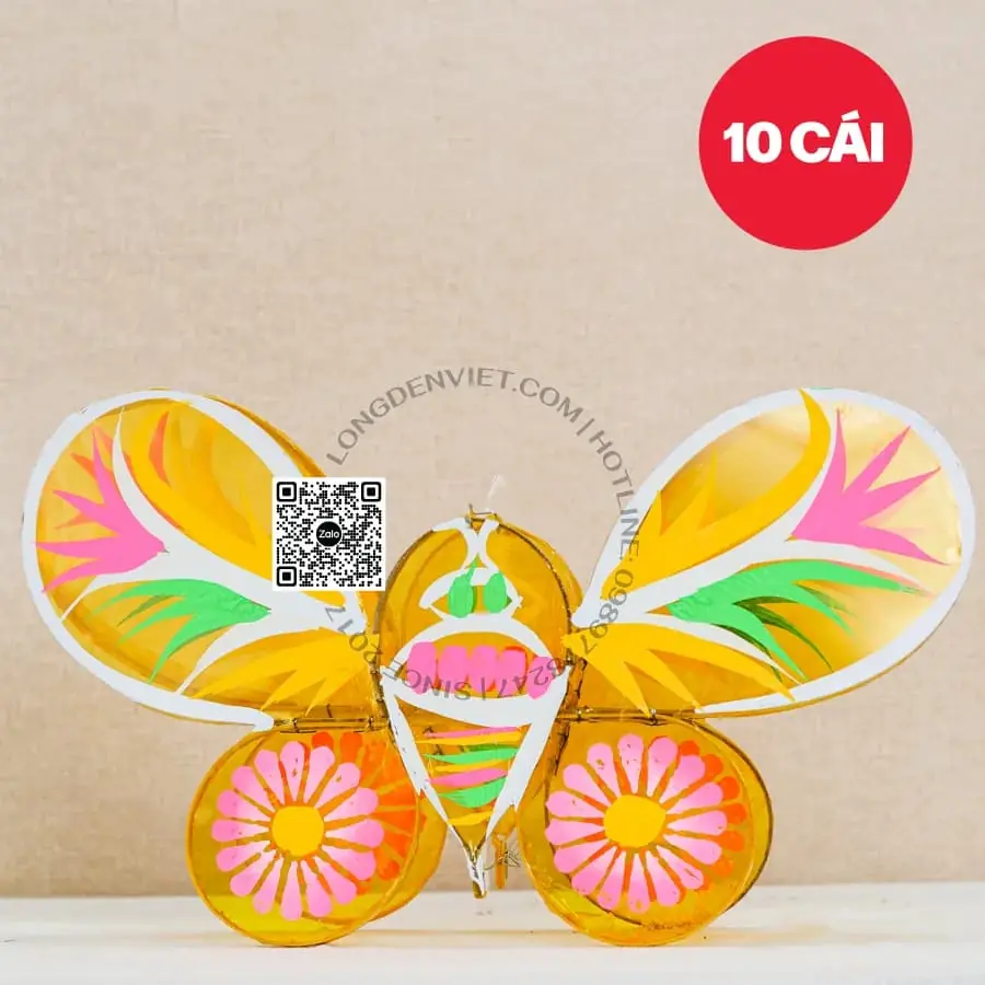 Đèn giấy kiếng bướm vàng 40cm 10 cái — lồng đèn giá rẻ Việt Nam | LongDenViet