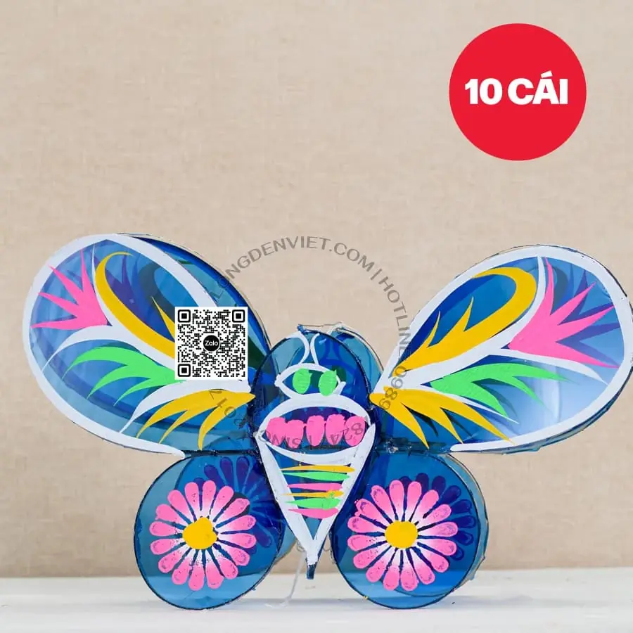 Đèn giấy kiếng bướm xanh 40cm 10 cái — lồng đèn giá rẻ Việt Nam | LongDenViet