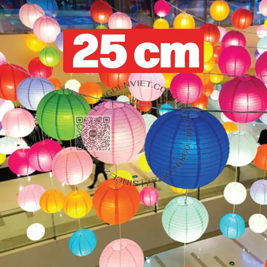 Bộ 10 cái đèn vải dù 10 màu (25cm) — đèn lồng thủ công Việt Nam | LongDenViet