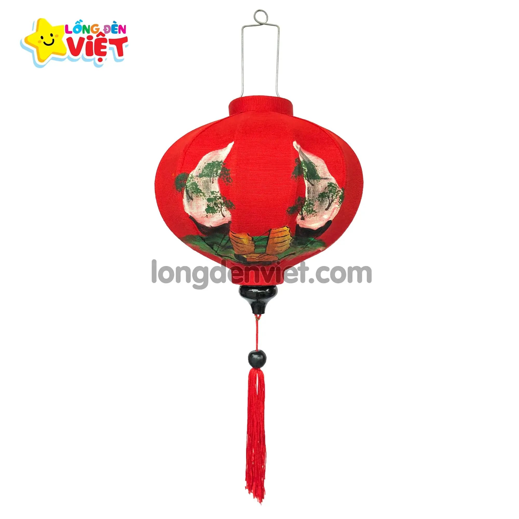 Lồng đèn Hội An vẽ Sông Nước V06 — đèn lồng gỗ Việt Nam | LongDenViet