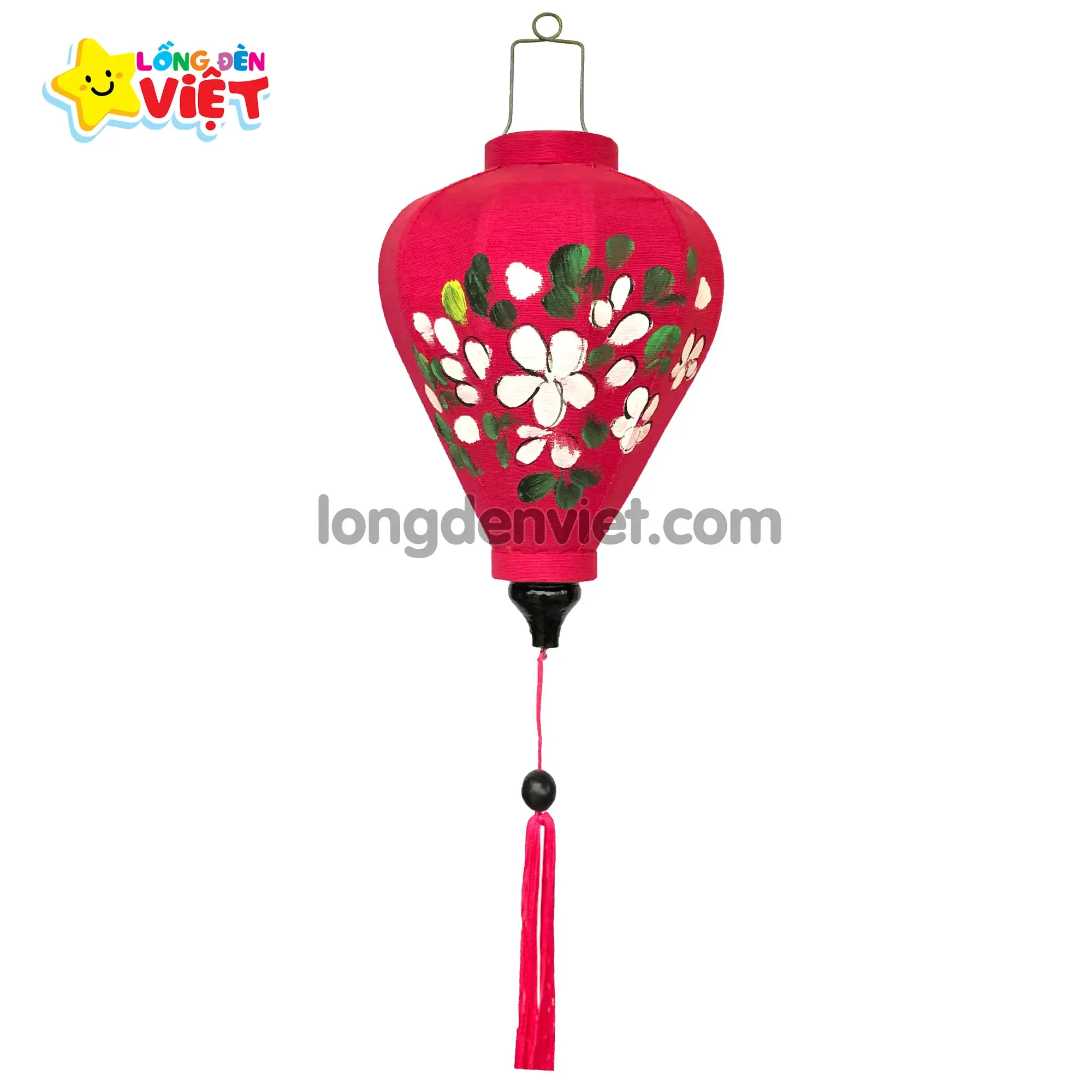Lồng đèn Hội An vẽ Hoa V02 — đèn lồng gỗ Việt Nam | LongDenViet