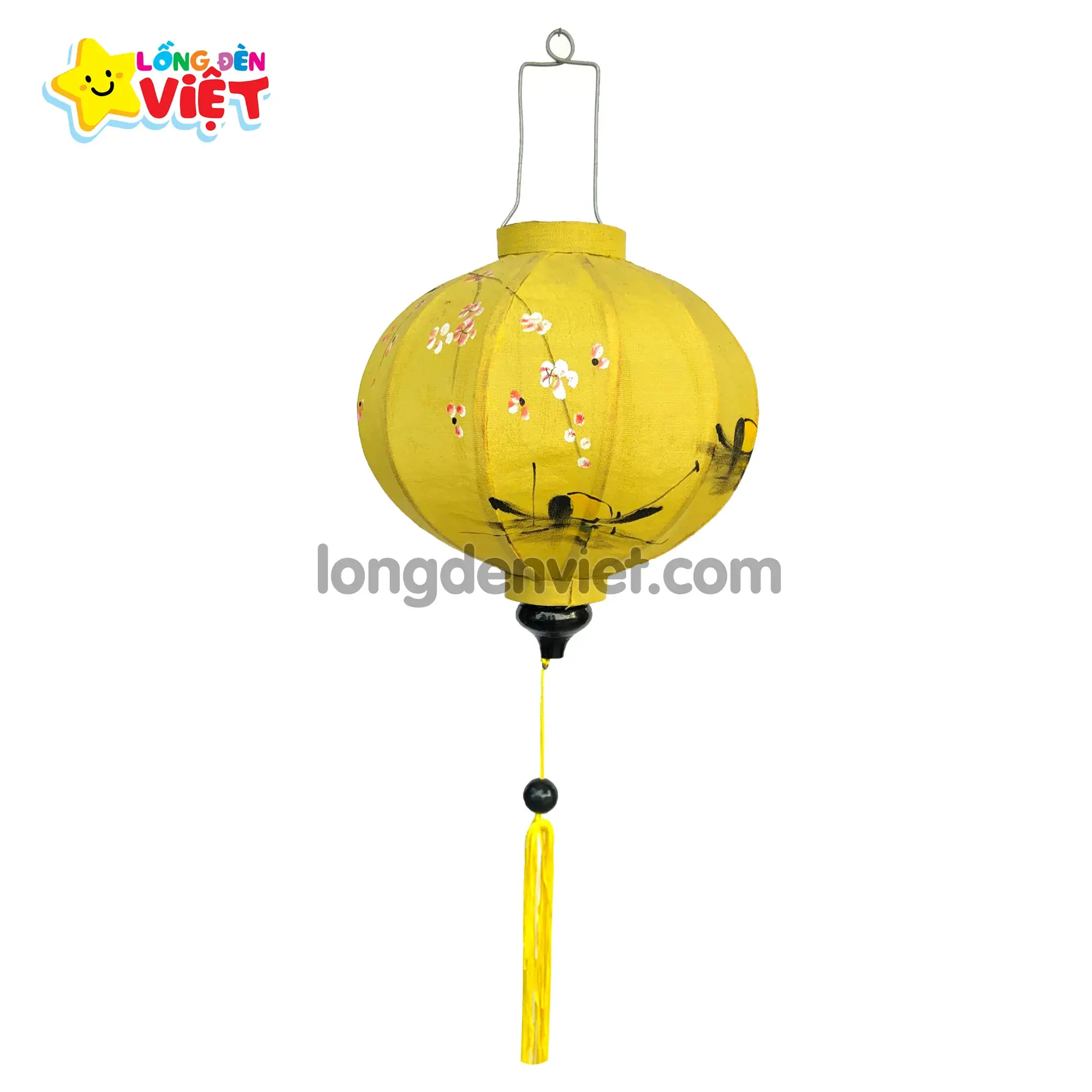 Lồng đèn Hội An vẽ Sông Nước V07 — đèn lồng gỗ Việt Nam | LongDenViet