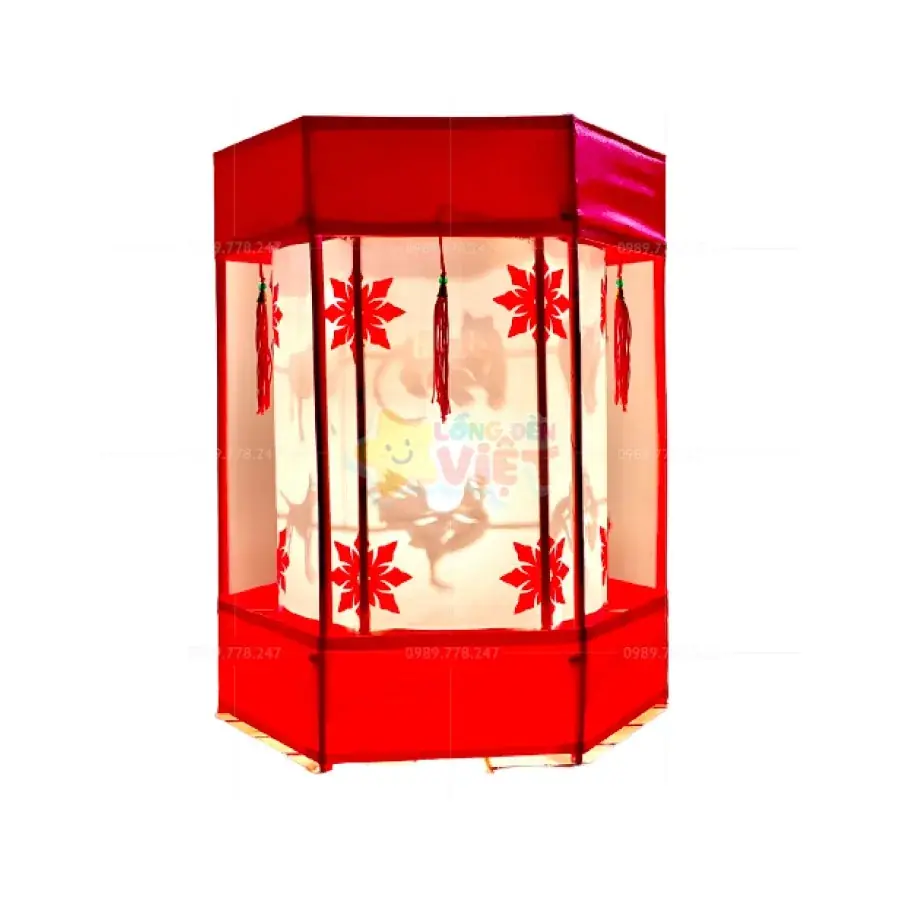 Đèn Kéo Quân Tre Bọc Vải 30cm — đèn lồng gỗ Việt Nam | LongDenViet