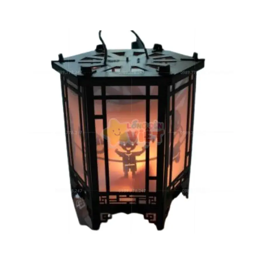 Đèn Kéo Quân Gỗ 24cm — đèn lồng gỗ Việt Nam | LongDenViet