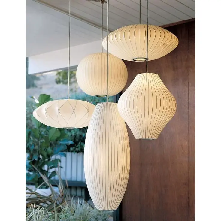 Đèn chùm vải đũi KH-DTR049 — đèn quán cafe Việt Nam | LongDenViet