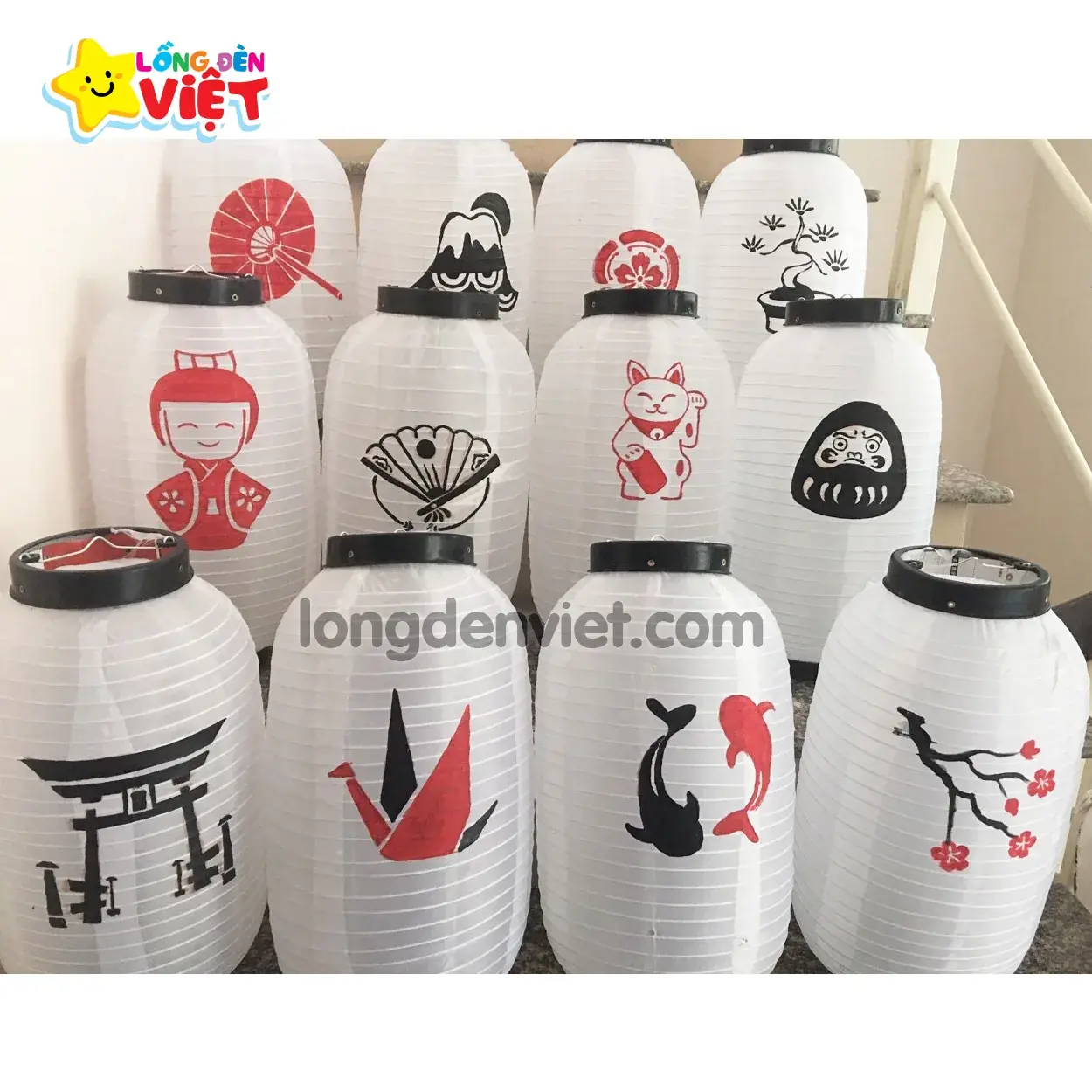 Lồng đèn kiểu nhật Vẽ hình V14 — đèn khách sạn Việt Nam | LongDenViet